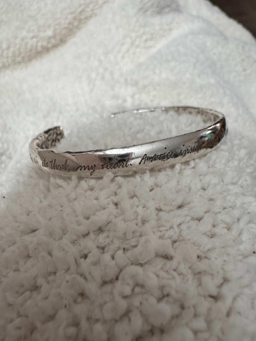 Janine Payer Engraved Sterling Silver Cuff with Rumi quote